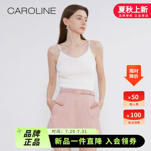 CAROLINE卡洛琳2023春季 吊帶女ECRDAA84 可拆卸珍珠肩帶時(shí)尚 新款