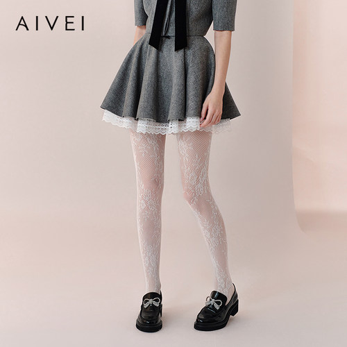AIVEI欣贺艾薇2026春季少女浪漫百搭千金蕾丝边高腰伞裙XSV1Q03B