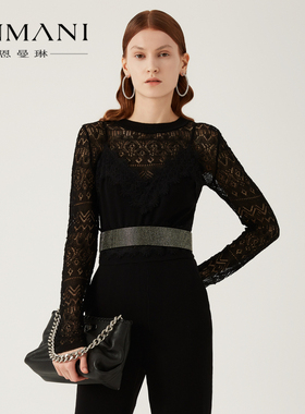 商场同款-ANMANI恩曼琳23春季新品个性镂空针织修身上衣P309014B