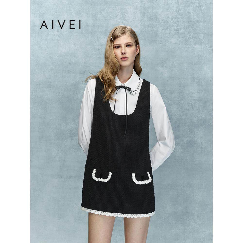 AIVEI欣贺艾薇2025冬季新小香风背心裙减龄小个子连衣裙XRV7L14A