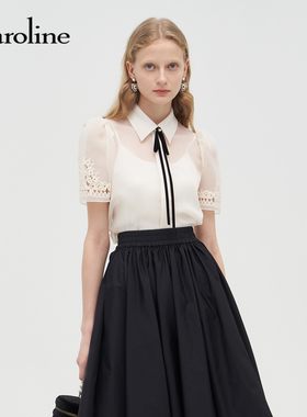 Caroline 商场同款 2023秋季新款蝴蝶结设计感衬衫P642201C