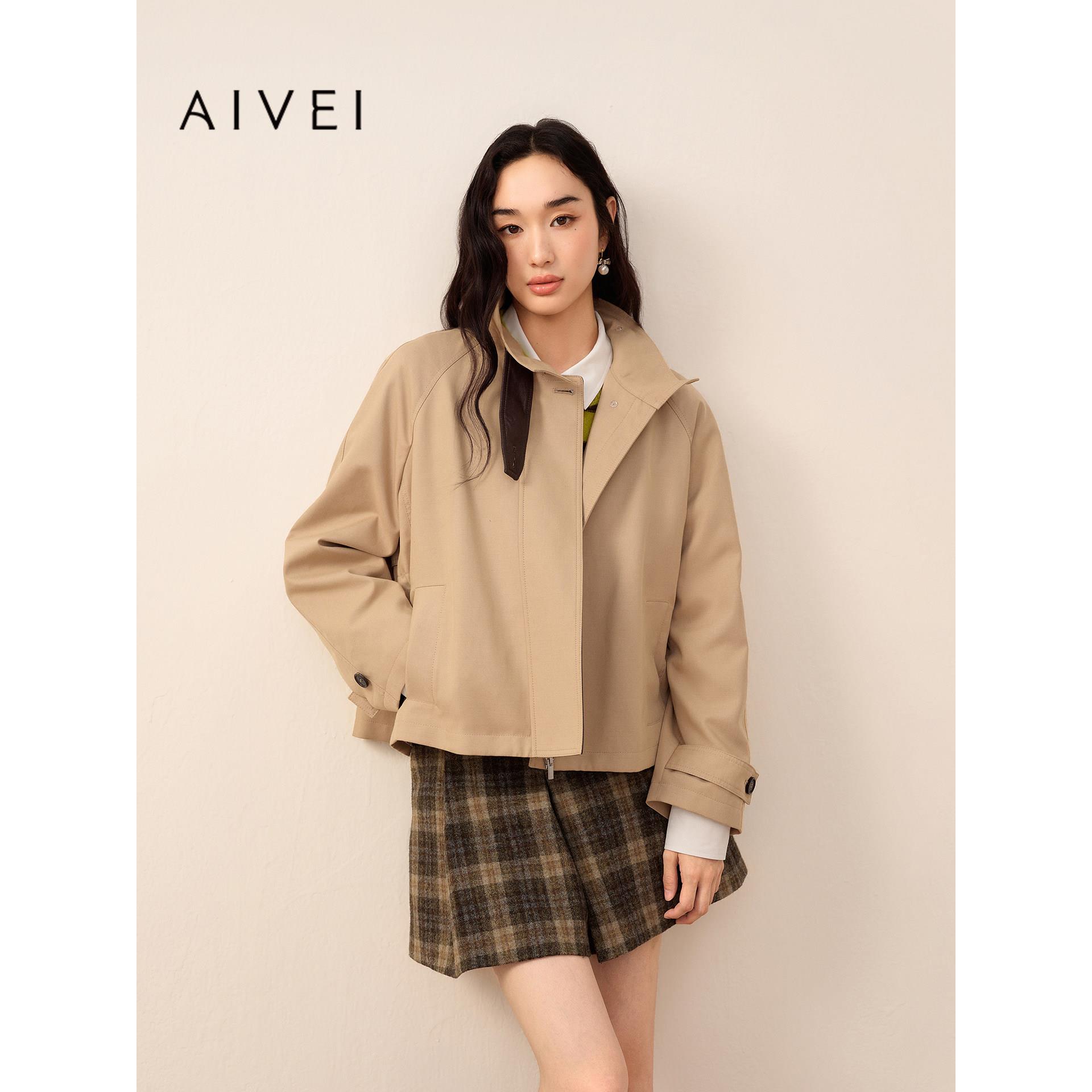 AIVEI欣贺艾薇2026秋季新巴恩风夹克小个子通勤风衣外套XSV5F01A