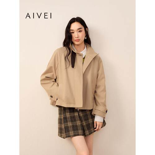 AIVEI欣贺艾薇2026秋季新巴恩风夹克小个子通勤风衣外套XSV5F01A