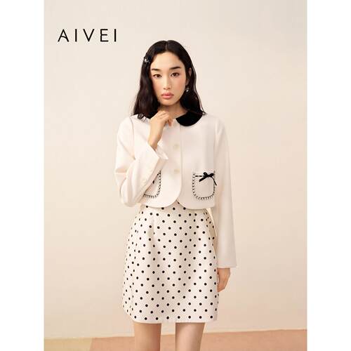 AIVEI欣贺艾薇2026秋季新千金大小姐减龄娃娃领短外套XSV5W07B