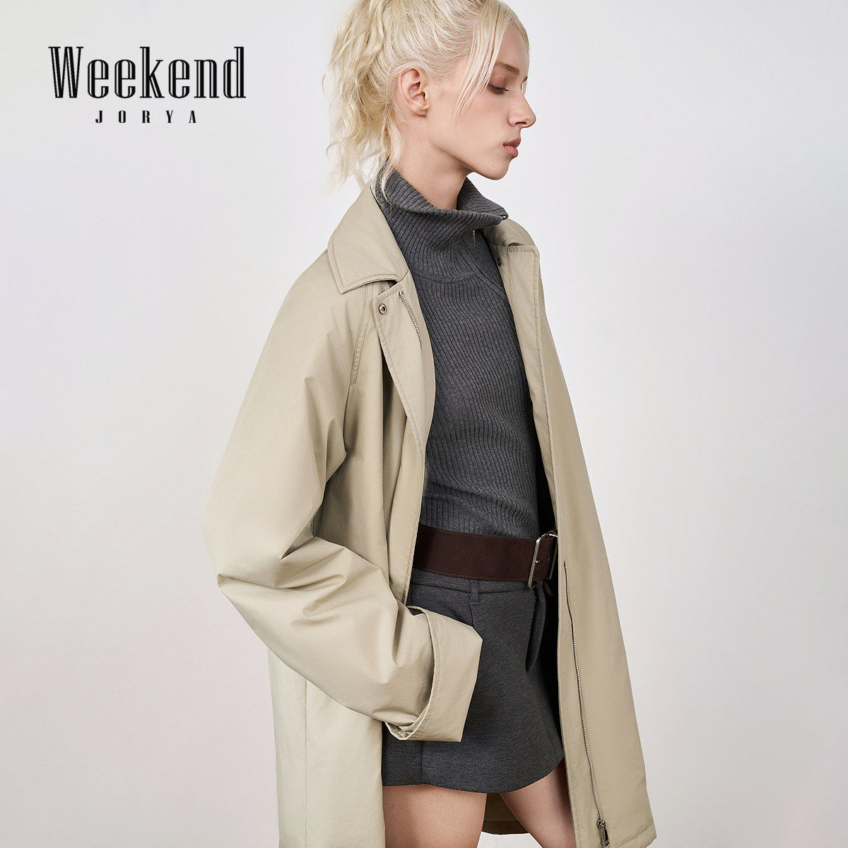 卓雅周末25冬新款高智风通勤宽松廓系风衣羽绒服外套XRW6G08C