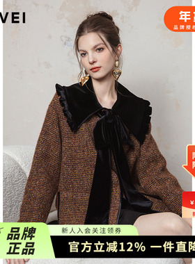 AIVEI欣贺艾薇2024冬新美拉德欧式宫廷少女甜美毛呢外套R760801A