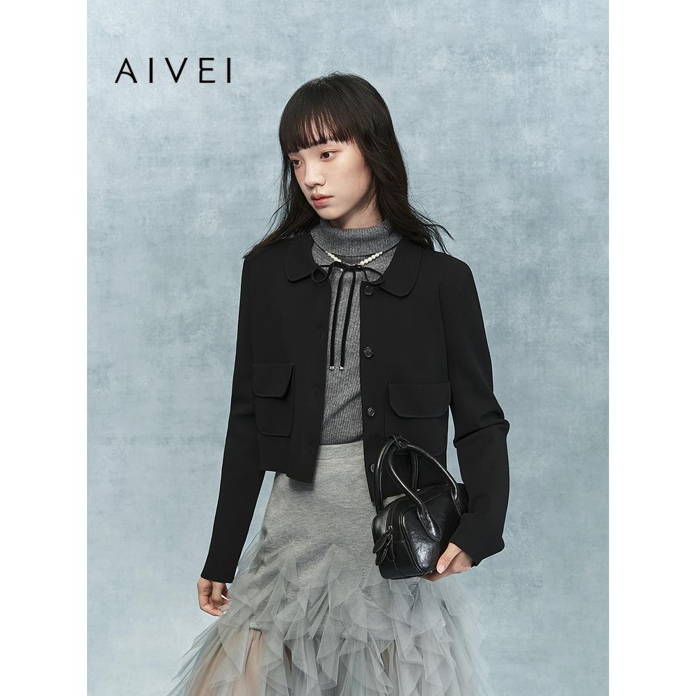 AIVEI欣贺艾薇2025冬季新小香风针织外套高级感气质开衫XRV7M29A