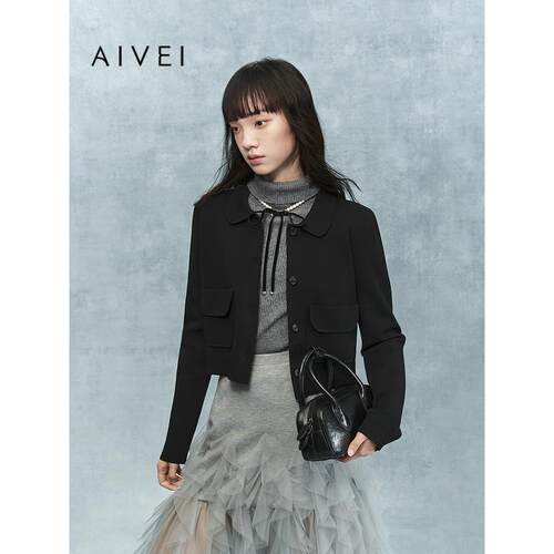 AIVEI欣贺艾薇2025冬季新小香风针织外套高级感气质开衫XRV7M29A