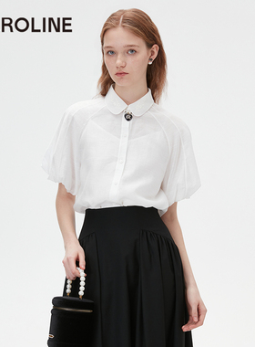 Caroline 商场同款 2024夏季新款法式百搭显瘦短袖衬衫Q621601C