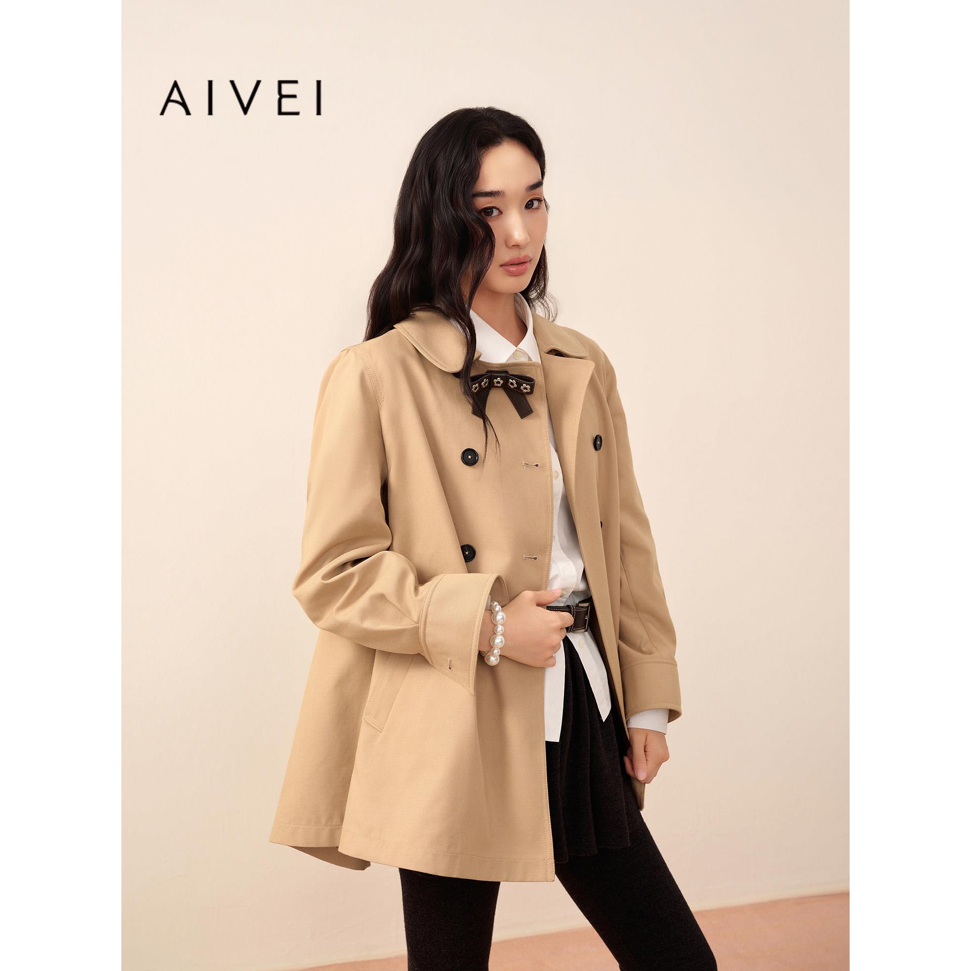 AIVEI欣贺艾薇2026秋季新小个子少女甜美娃娃A版风衣外套XSV5F01C