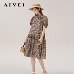 商场同款|AIVEI欣贺艾薇24夏知性气质感棉碎花连衣裙Q724502A