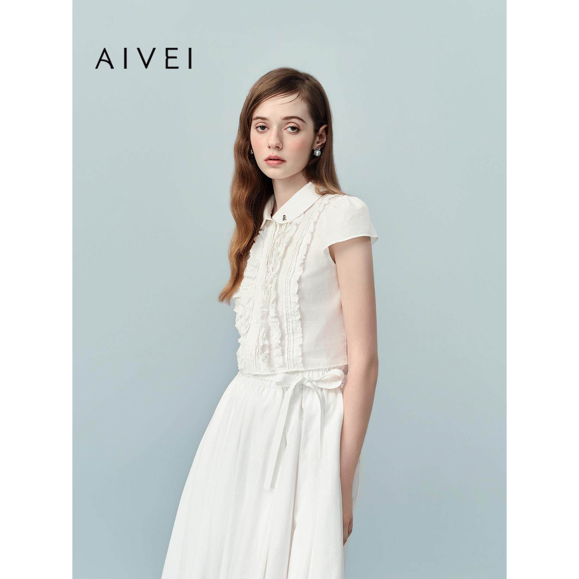 AIVEI欣贺艾薇2026夏季新娃娃领衬衫少女浪漫洛丽塔上衣XSV3C02A
