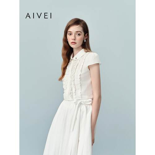 AIVEI欣贺艾薇2026夏季新娃娃领衬衫少女浪漫洛丽塔上衣XSV3C02A