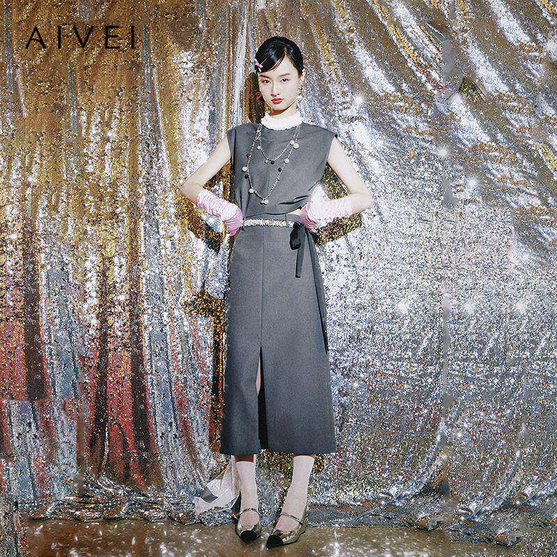 【格雷千金|明星同款】AIVEI欣贺艾薇2025春夏高腰中长直筒包臀裙