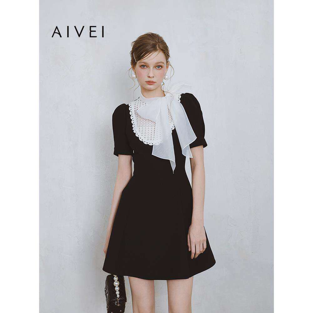 AIVEI欣贺艾薇2025春夏甜美淑女宫廷千金蝴蝶结连衣裙S712202A
