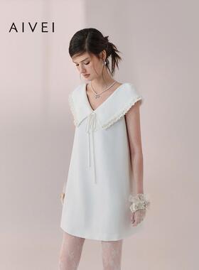 AIVEI欣贺艾薇2026春夏小个子初恋气质小香大翻领连衣裙XSV1L22B