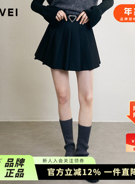 AIVEI欣贺艾薇2024冬简约气质JK学院女高小个子百褶短裙C760502A