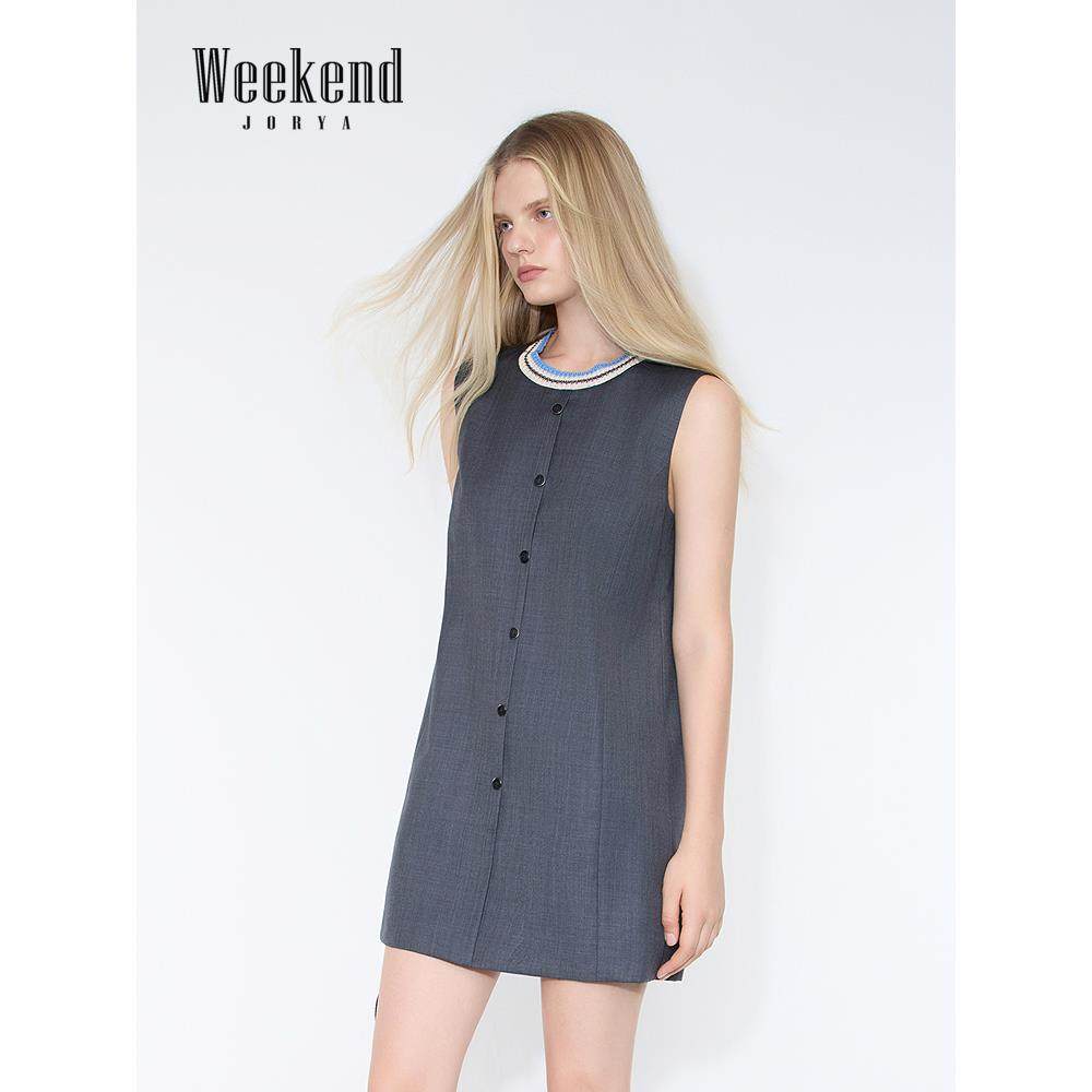 卓雅周末2026春季新款格雷系条纹针织圆领拼接无袖连衣裙XSW0L04D,女装/女士精品,连衣裙,淘宝优惠券,粉丝福利购,淘宝优惠卷