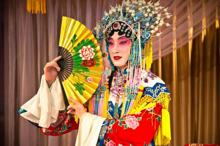 戏曲金扇贵妃醉酒扇子牡丹扇 小生折扇戏曲扇子越剧京剧扇子