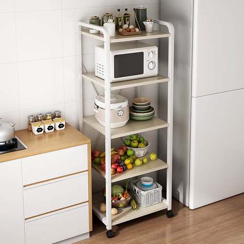 厨房夹缝置物架多层落地微波炉储物架家用窄缝放锅架锅具收纳架子