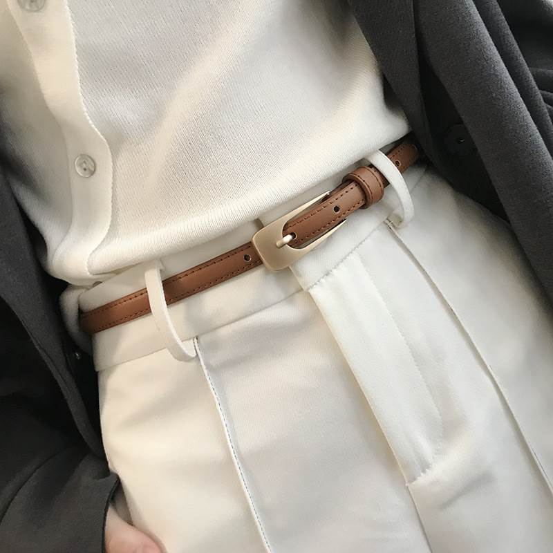 针扣窄腰带女腰带女设计感小众高级小西装牛仔裤细腰装饰女学生