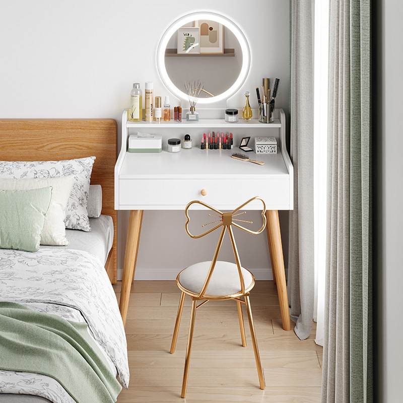 梳妆台卧室现代简约小户型网红ins风化妆台镜简易新款化妆桌小型