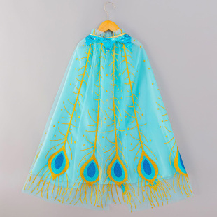 女童网纱披风爱莎公主斗篷万圣节宝宝生日艾沙孔雀六一表演出衣服