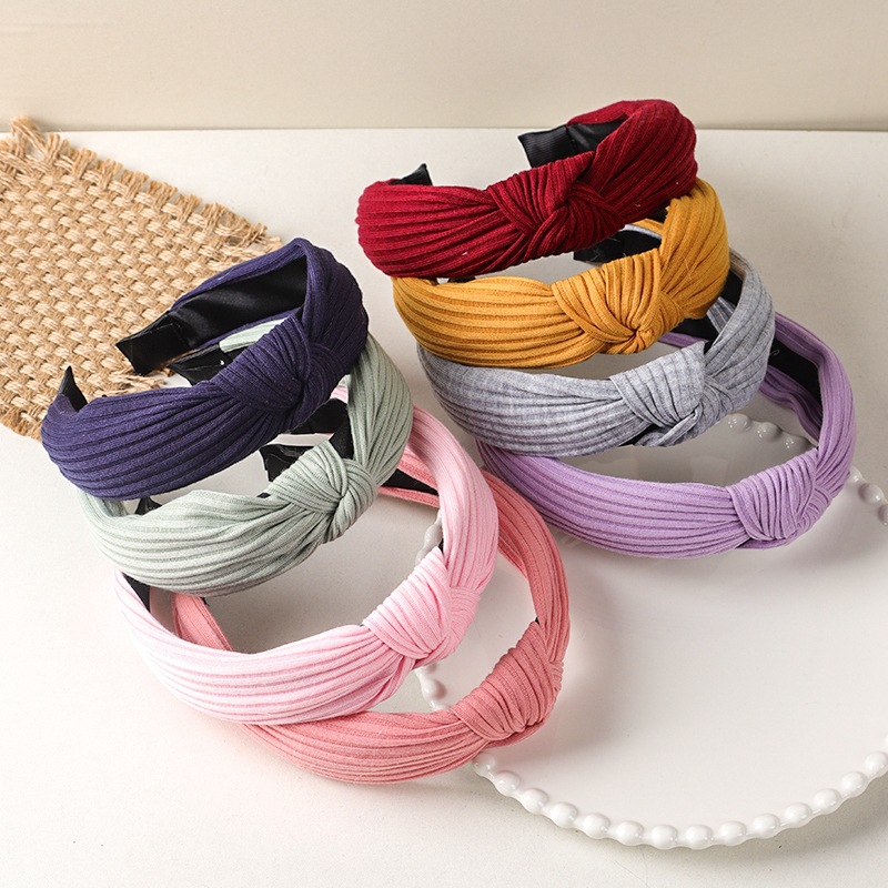 韩版宽边发箍布艺条纹打结头箍气质简约洗脸发饰网红高颅顶压发卡