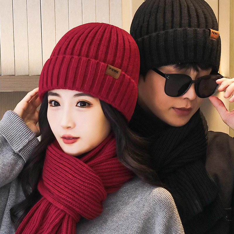 毛线帽子女围巾两件套2025