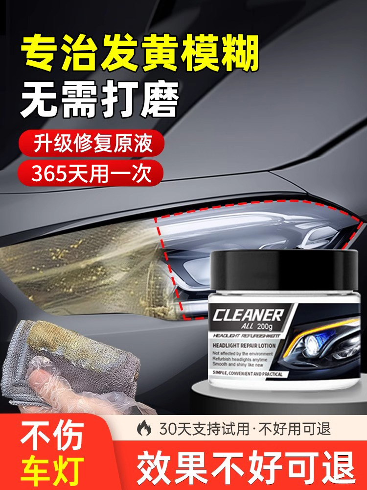 汽车大灯翻新修复液免打磨车灯老化发黄清洗剂灯罩镀膜抛光乳蜡
