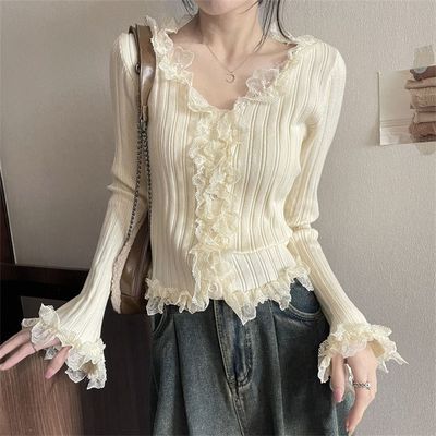 蕾丝打底衫女秋冬季2024