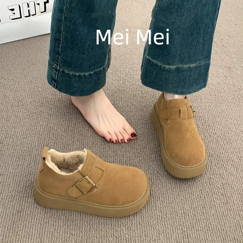 潮鞋厚底雪地靴女款2025新款秋冬加绒勃肯鞋一脚蹬乐福鞋保暖棉鞋,女鞋,勃肯鞋/软木鞋,淘宝优惠券,粉丝福利购,淘宝优惠卷