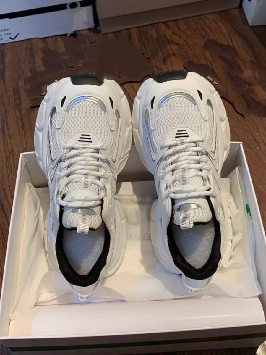 赵露思同款白银老爹鞋女2025春夏新款真皮厚底增高网面透气休闲鞋