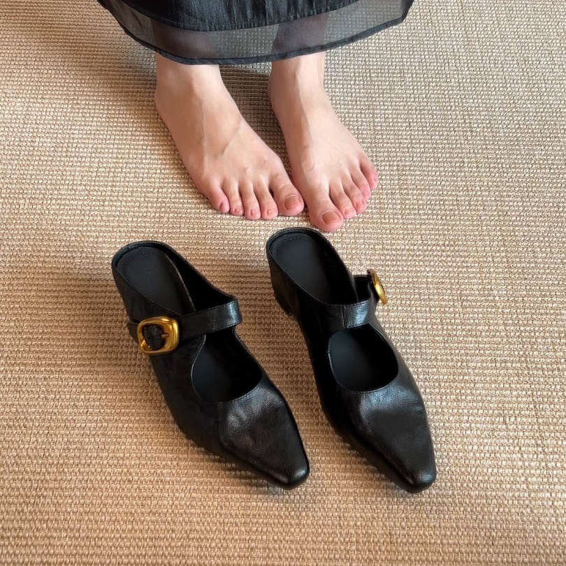 牛皮版~法式金属扣内增高