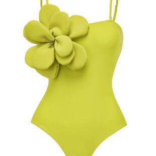 2025新品 小众设计吊带连体泳衣女3D大花纯欲游泳衣泡送温泉度假