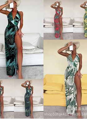 印花连体泳装时尚长纱套装Fashionable Printed Two-Piece Bikini