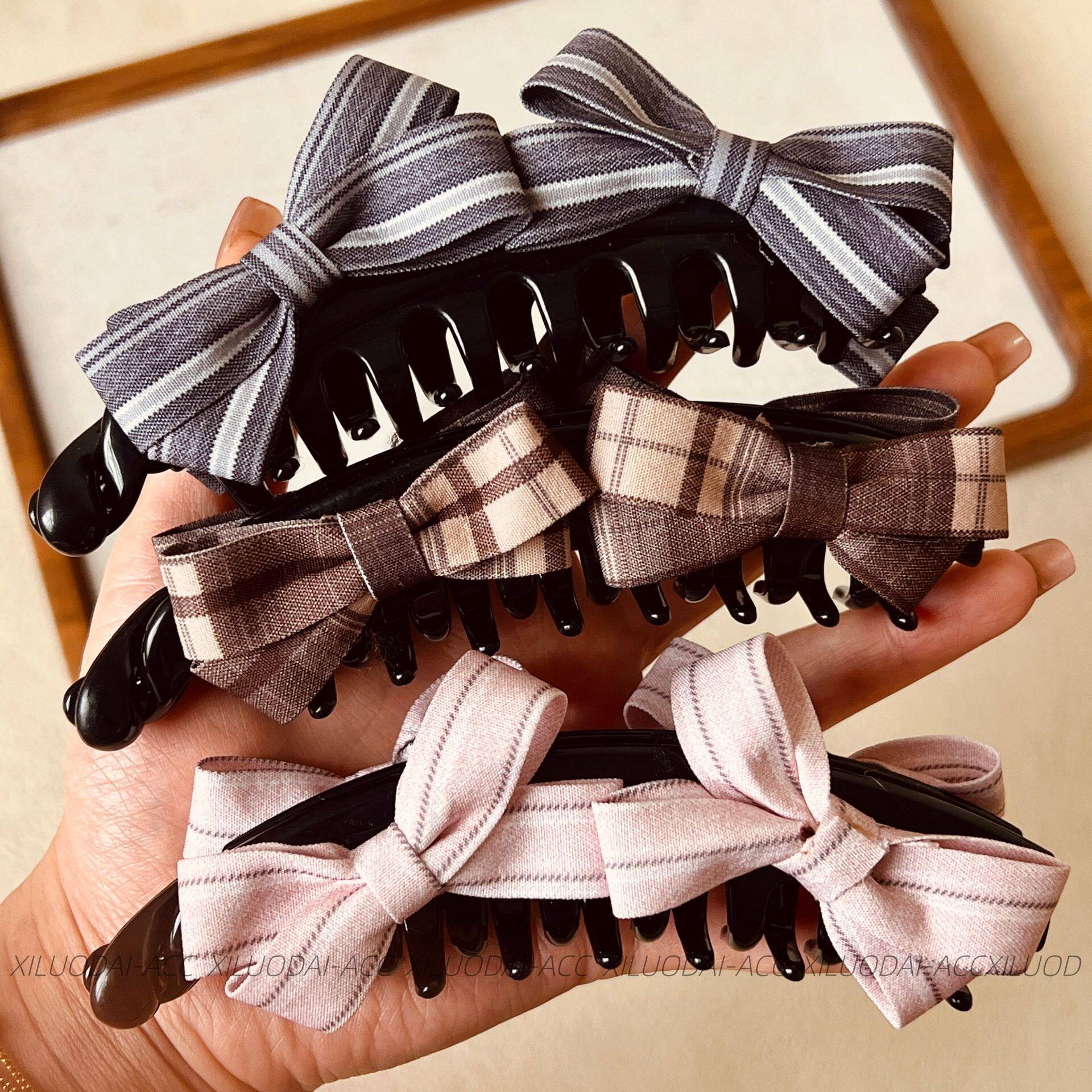 布艺蝴蝶结小抓夹发夹风清新蓝色发卡发抓子2025新款发饰头饰