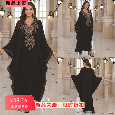 2025新款欧美人棉绣花沙滩罩衫长袍式刺绣度假连衣裙女比基尼外