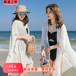 雪纺宽松夏季海边沙滩外套温泉比基尼泳衣外罩衫中长款开衫女