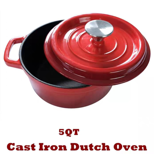 Cast Iron Dutch Oven Pot Bread Baking Casserole Cookware 4L