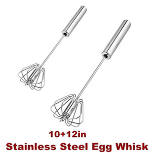 Egg Whisk Hand Push Rotary Whisk Blender Mixer Stirrer SS304