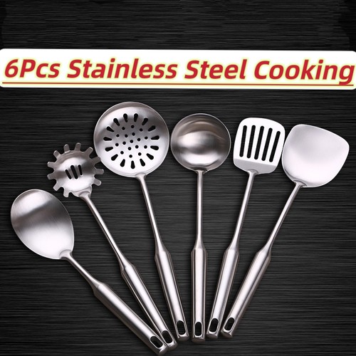Stainless Steel Cooking Utensils Set Wok Spatula Slotted6pcs