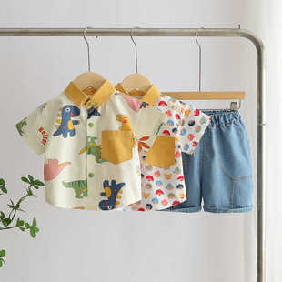 婴儿1一2 3岁男童短袖 套装 衬衫 两件套潮 洋气儿童衣服夏季 宝宝夏装