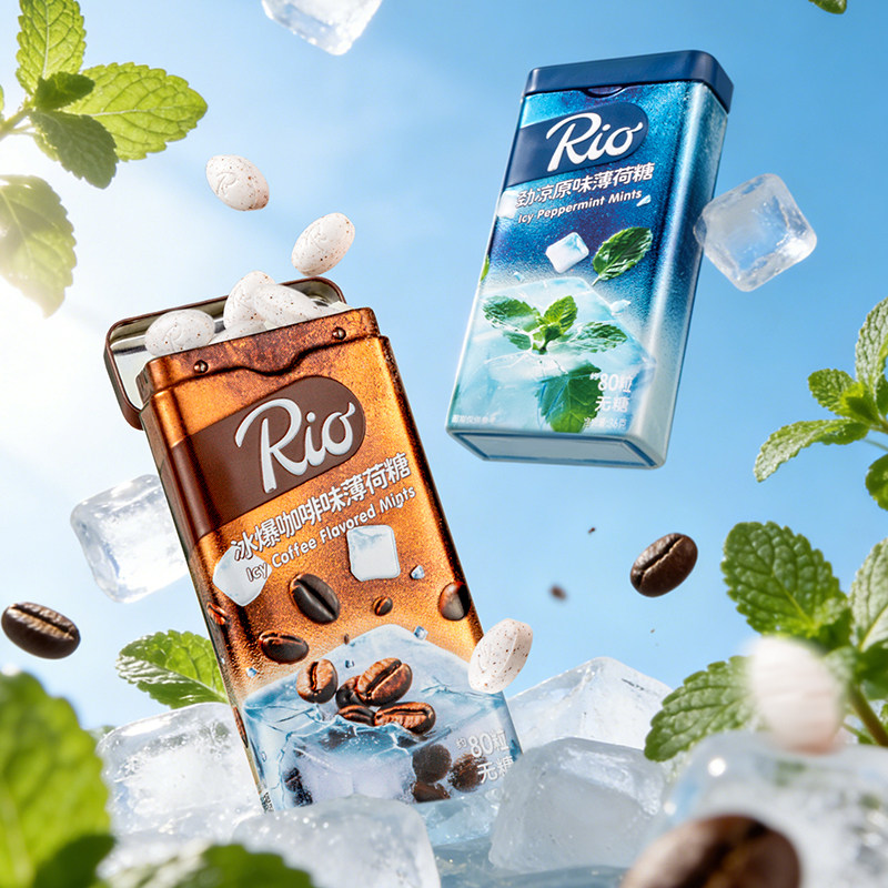 Rio冰爆咖啡糖无糖薄荷糖清新口气清凉糖约会糖男士劲凉随身携带
