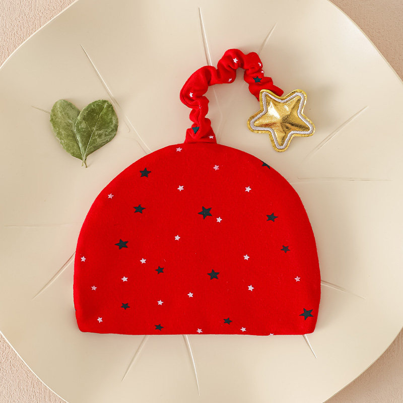 婴儿帽子0到3个月胎帽待产刚出生宝宝红色满月百天喜庆护囟门防风