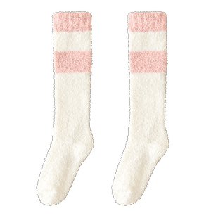 珊瑚绒袜子女冬季小腿月子袜加绒加厚地板袜秋冬保暖睡眠家居长袜