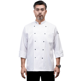 高档餐饮厨师工作服男长袖秋冬装酒店西餐厅后厨饭店厨房大厨工衣