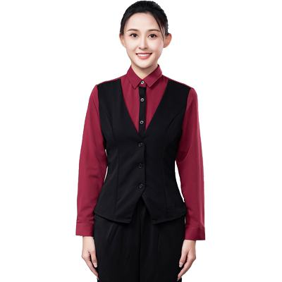 高端假两件马甲衬衫工作服