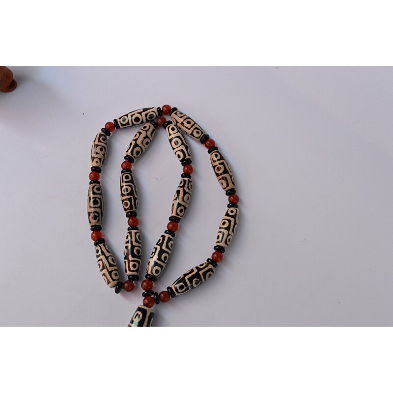 抖音新款天然西藏老天珠项链原石页岩药师天眼龙纹九眼至纯玛瑙真