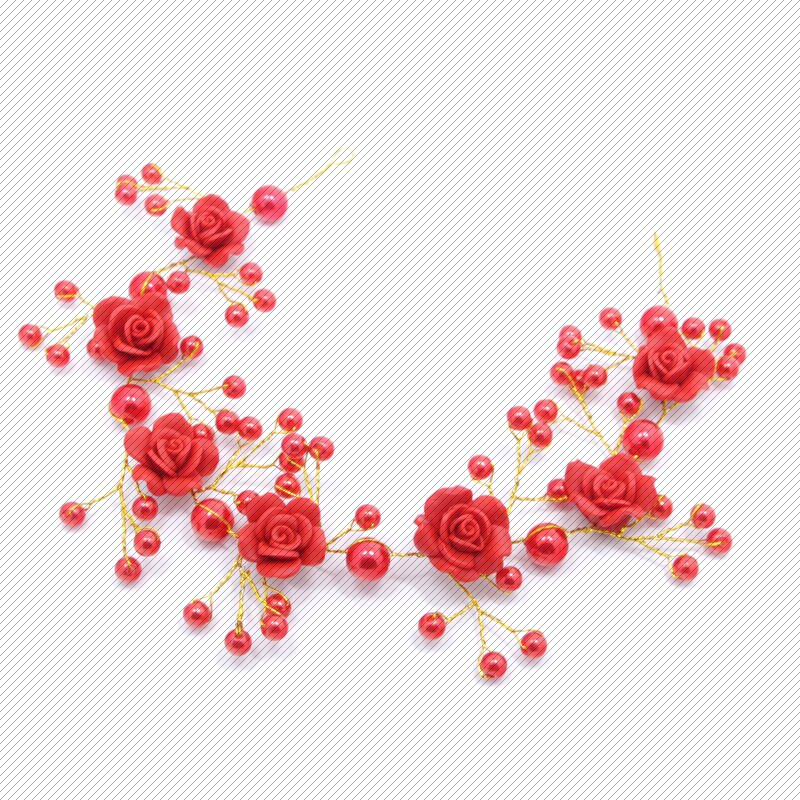 抖音同款韩新娘婚礼配饰 软陶玫瑰花朵手工珍珠软链发带发箍头饰